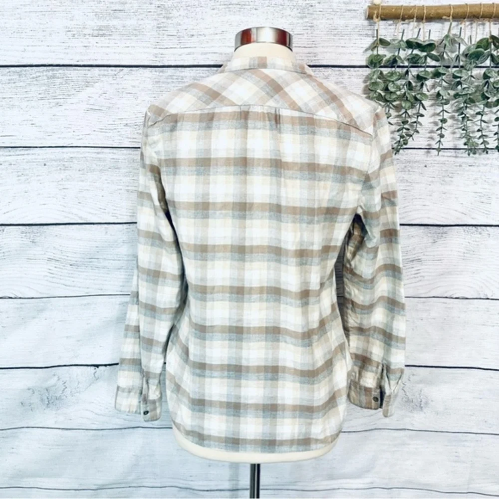 LL BEAN Women's Plaid Flannel Shirt Size Small Soft Cotton Collarless 290384 - Picture 4 of 6